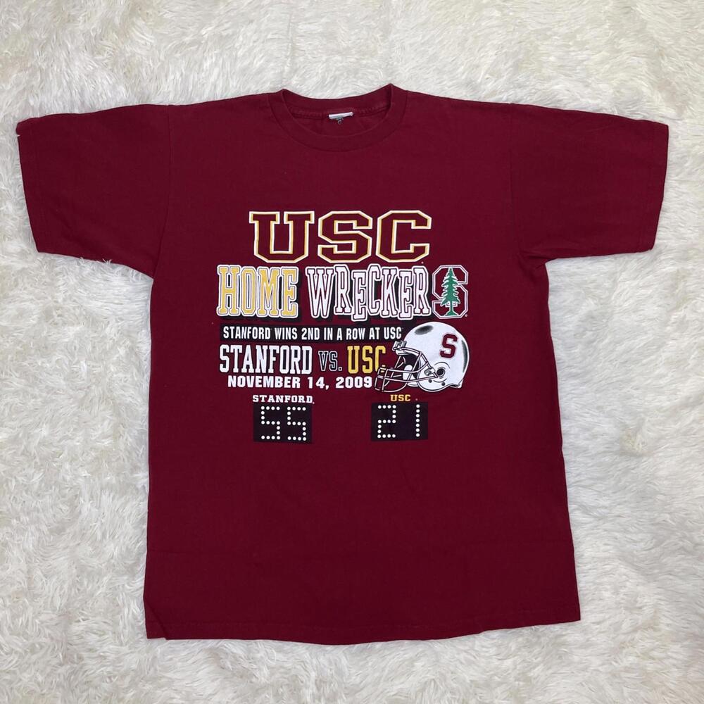 VTG Stanford Vs USC 2009 Men’s Cardinal Red T-shirt “USC Home Wreckers” Sz Large